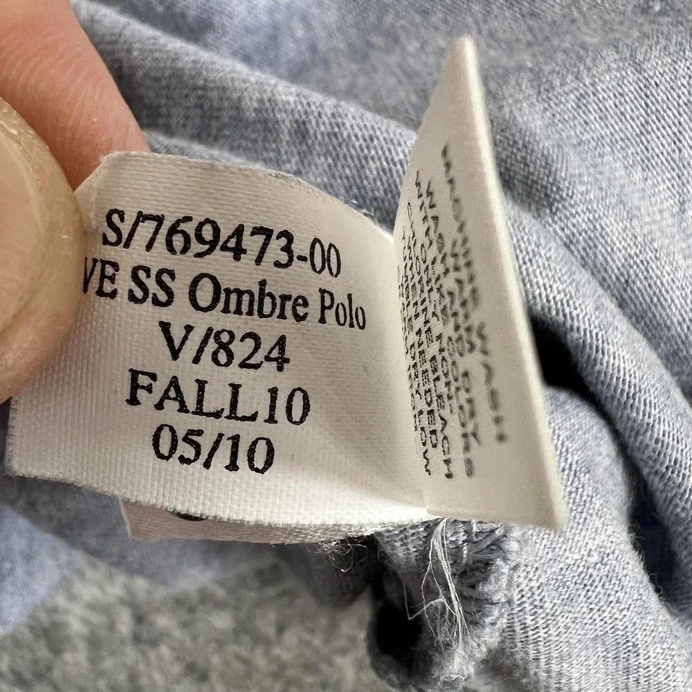 Banana Republic Polo Shirt Mens Large Gray Fitted Pima Ombre Short Sleeve Cotton